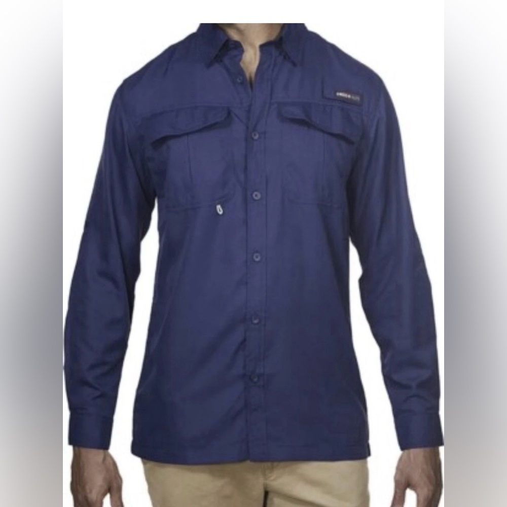 Swiss Alps blue moisture wicking quick vented performance fishing shirt